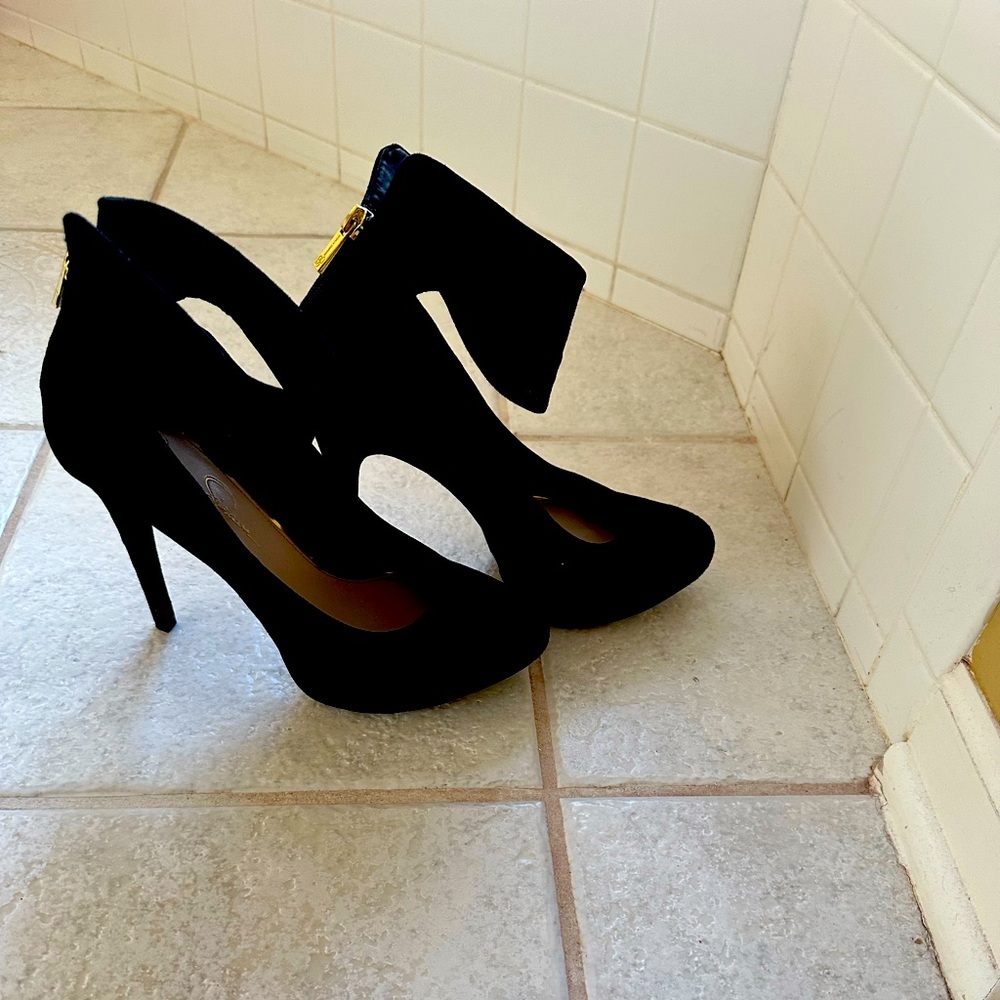 Black ankle wrap sandal